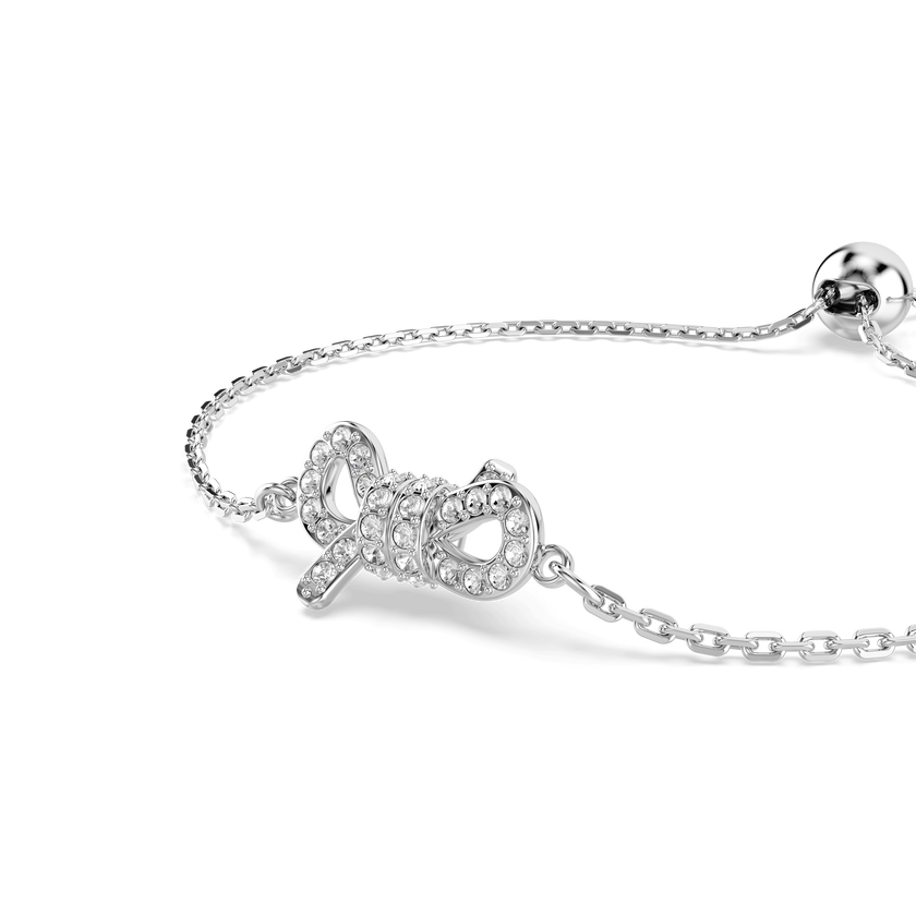 swarovski سوار lifelong، ترصيع بافيه، شكل أنشوطة، لون أبيض، طلاء روديوم