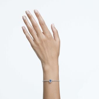 swarovski سوار una، قطع مثمن، كريستالات متراصة، لون أزرق، طلاء روديوم