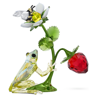 swarovski قطعة زينة على شكل ضفدع ونحلة وفراولة من مجموعة idyllia