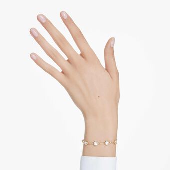 swarovski سوار imber tennis، قطع مستدير متنوع، لون أبيض، طلاء باللون الذهبي