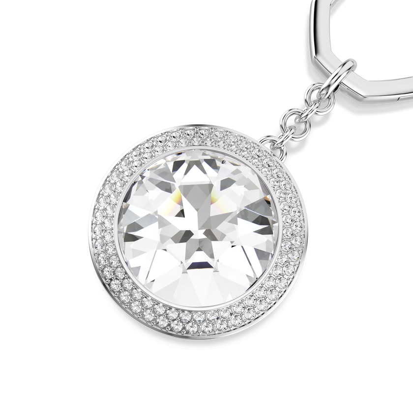swarovski تعليقة حقيبة، قطع مُستدير، لون أبيض، طلاء روديوم