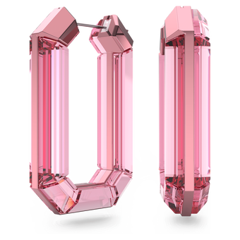 swarovski أقراط حلقية lucent، تصميم متميز، ثمانية الشكل، لون وردي