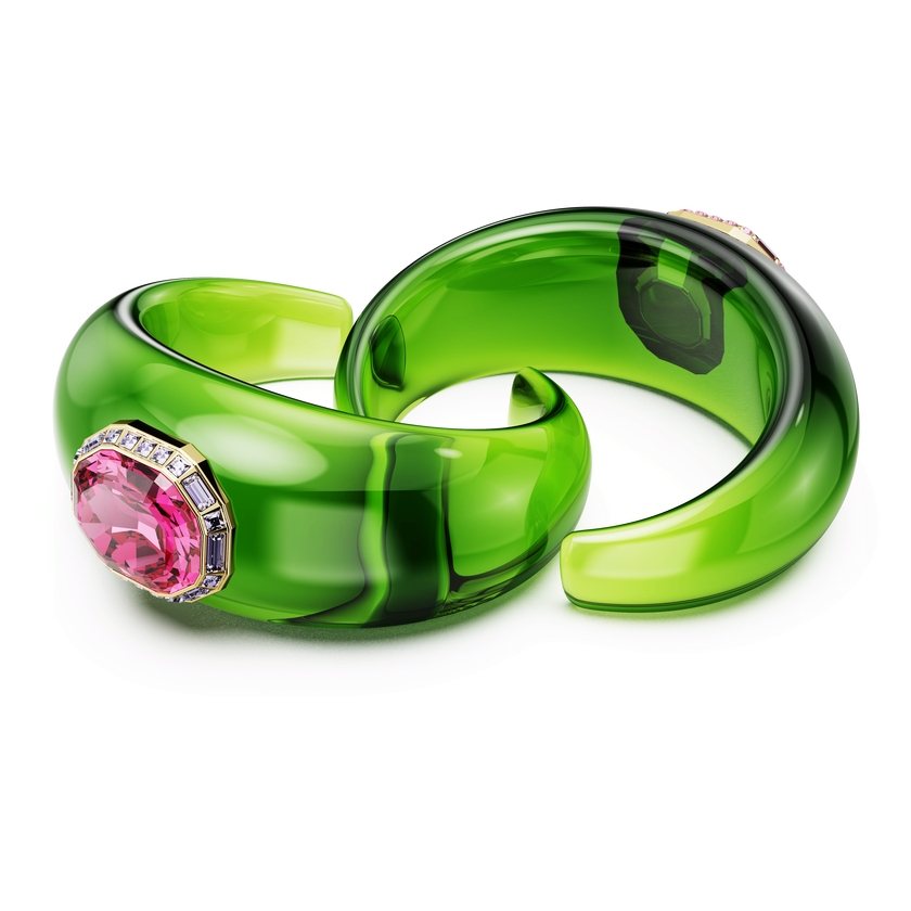 swarovski طقم dulcis، قطع مُثَمَّن، كريستالات مُتراصَّة، ألوان متعددة، طلاء باللون الذهبي