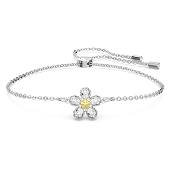 swarovski سوار tough، شكل زهرة، لون أبيض، لمسة نهائية من معادن مختلطة
