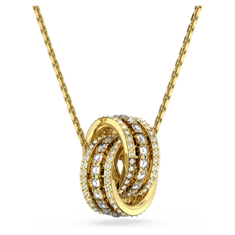 swarovski قلادة hyperbola، دوائر متداخلة، لون أبيض، لمسة نهائية من الذهب عيار 18 قيراط