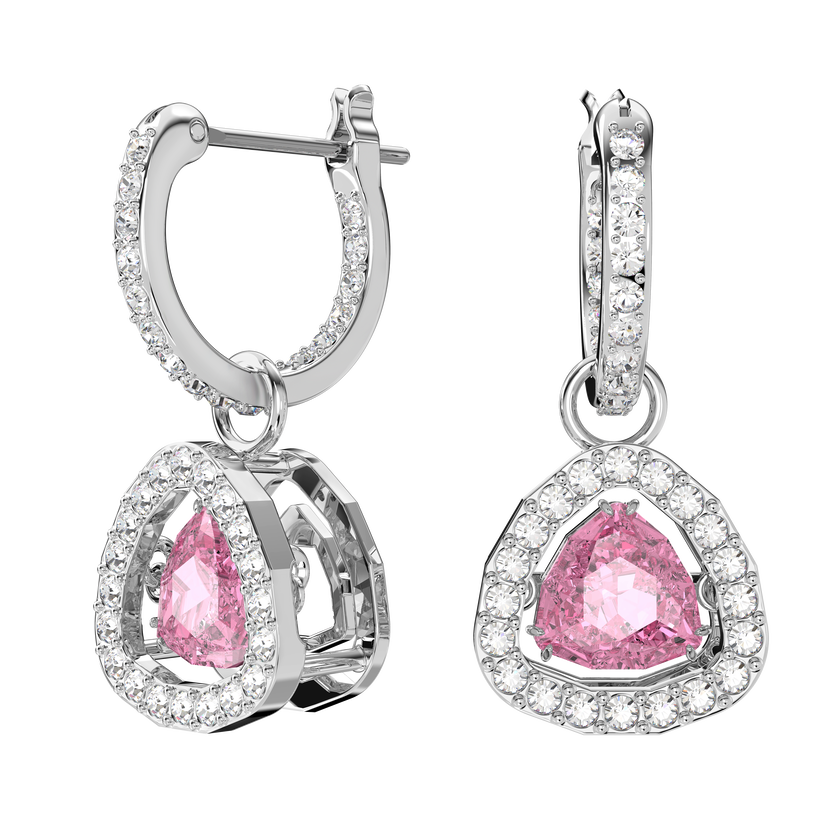 swarovski طقم millenia  2 ، لون وردي، طلاء روديوم