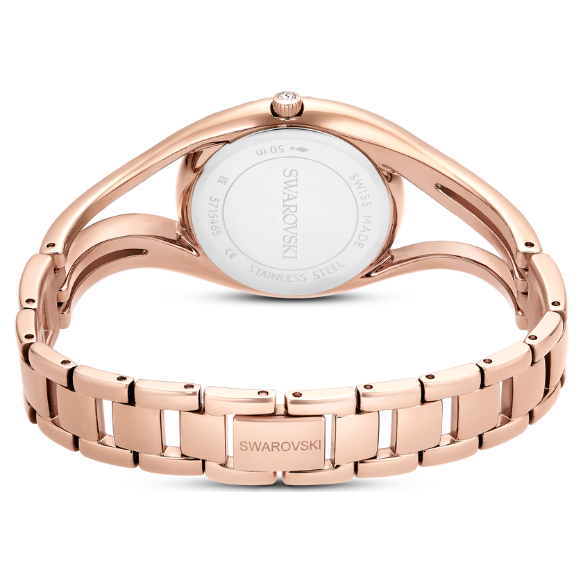 swarovski ساعة hyperbola bangle، سويسرية الصنع، سوار معدن، طلاء ذهبي وردي، لمسة نهائية باللون الذهبي الوردي