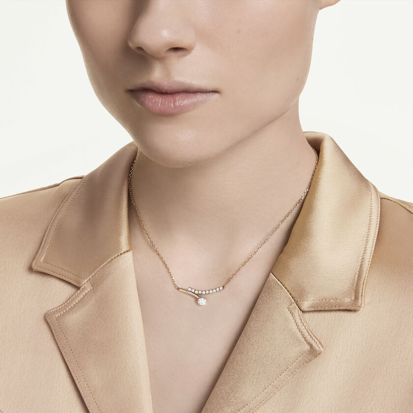 swarovski عقد matrix، قطع مُستدير، لون أبيض، لمسة نهائية من الذهب الوردي عيار 18 قيراط