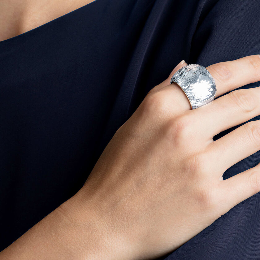swarovski خاتم nirvana، لون أبيض، ستانلس ستيل