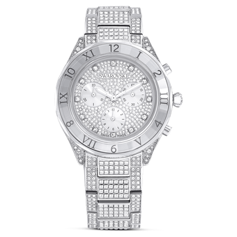 swarovski ساعة يد dextera lux، صناعة سويسرية، سوار معدني، لون فضي، إستانلس ستيل