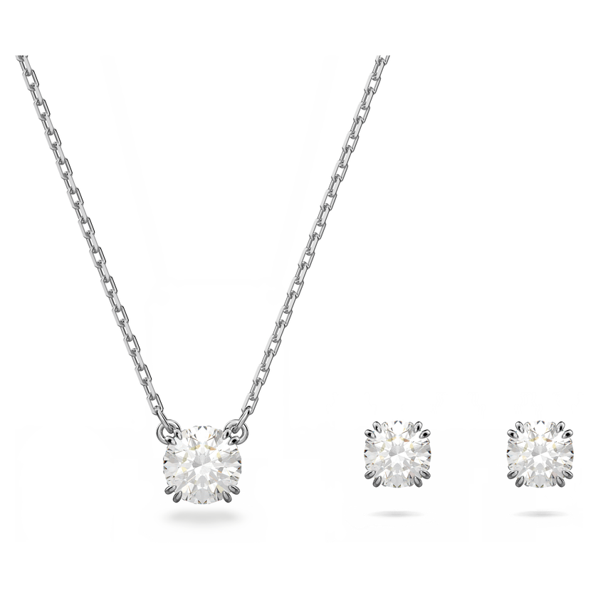 swarovski طقم stilla، قطع مربع، لون أبيض، طلاء روديوم