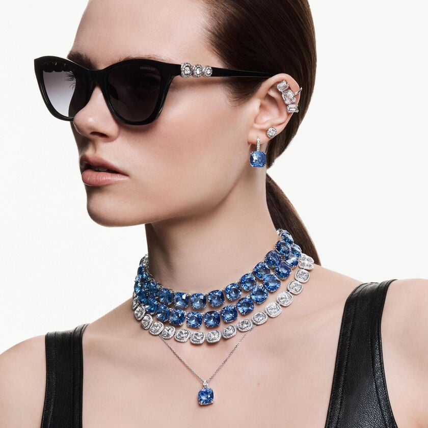 swarovski عقد una angelic، قطع كوشن، لون أبيض، طلاء روديوم