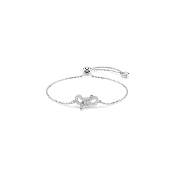 swarovski سوار lifelong، أحجار كريستال صغيرة متراصة، شكل أنشوطة، لون أبيض، طلاء روديوم