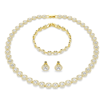 swarovski una angelic set  set  3   round cut  white  gold tone plated