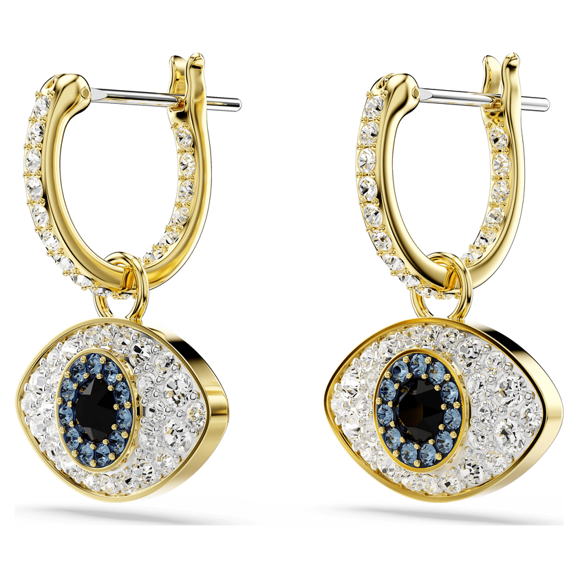 swarovski أقراط متدلية symbolica، عين الحسود، لون أزرق، طلاء باللون الذهبي