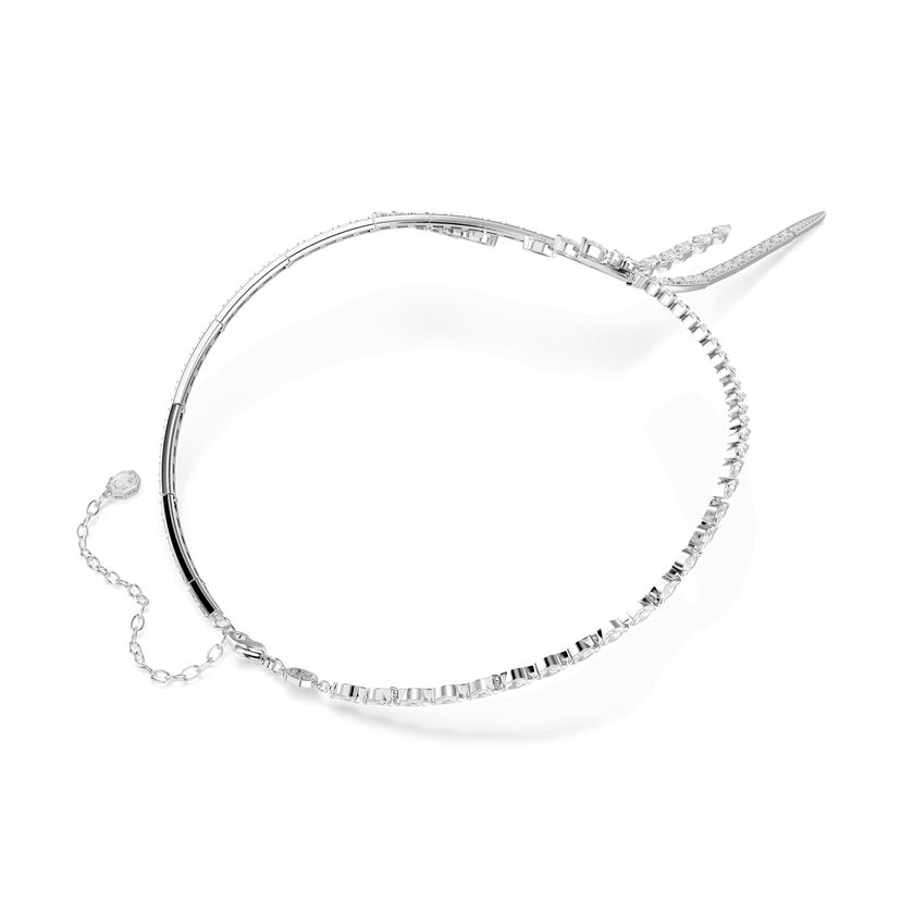 swarovski عقد mesmera على شكل حرف y، قطع متنوع، لون أبيض، طلاء روديوم