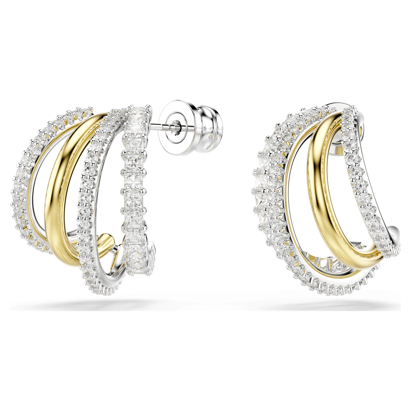 swarovski أقراط حلقية hyperbola، قطع متنوع، حجم صغير، لون أبيض، لمسة نهائية من معادن مختلطة