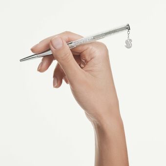 swarovski قلم حبر جاف crystalline، شكل بجعة، طلاء كروم