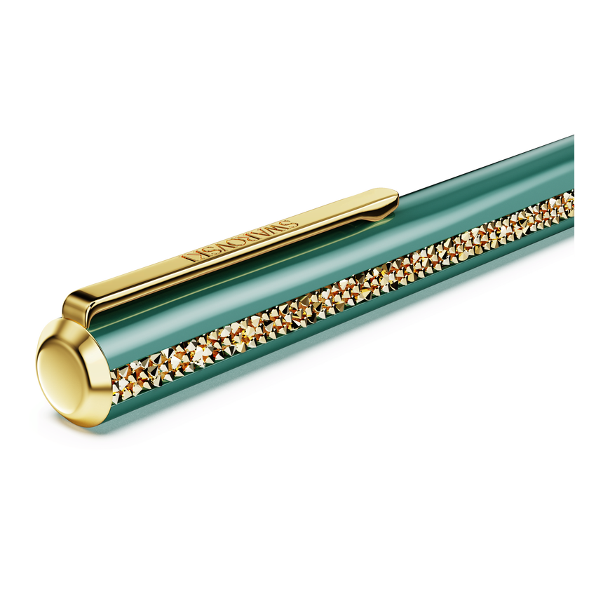 swarovski قلم حبر جاف crystal shimmer glide، لون أخضر، لون أخضر لامع، طلاء باللون الذهبي