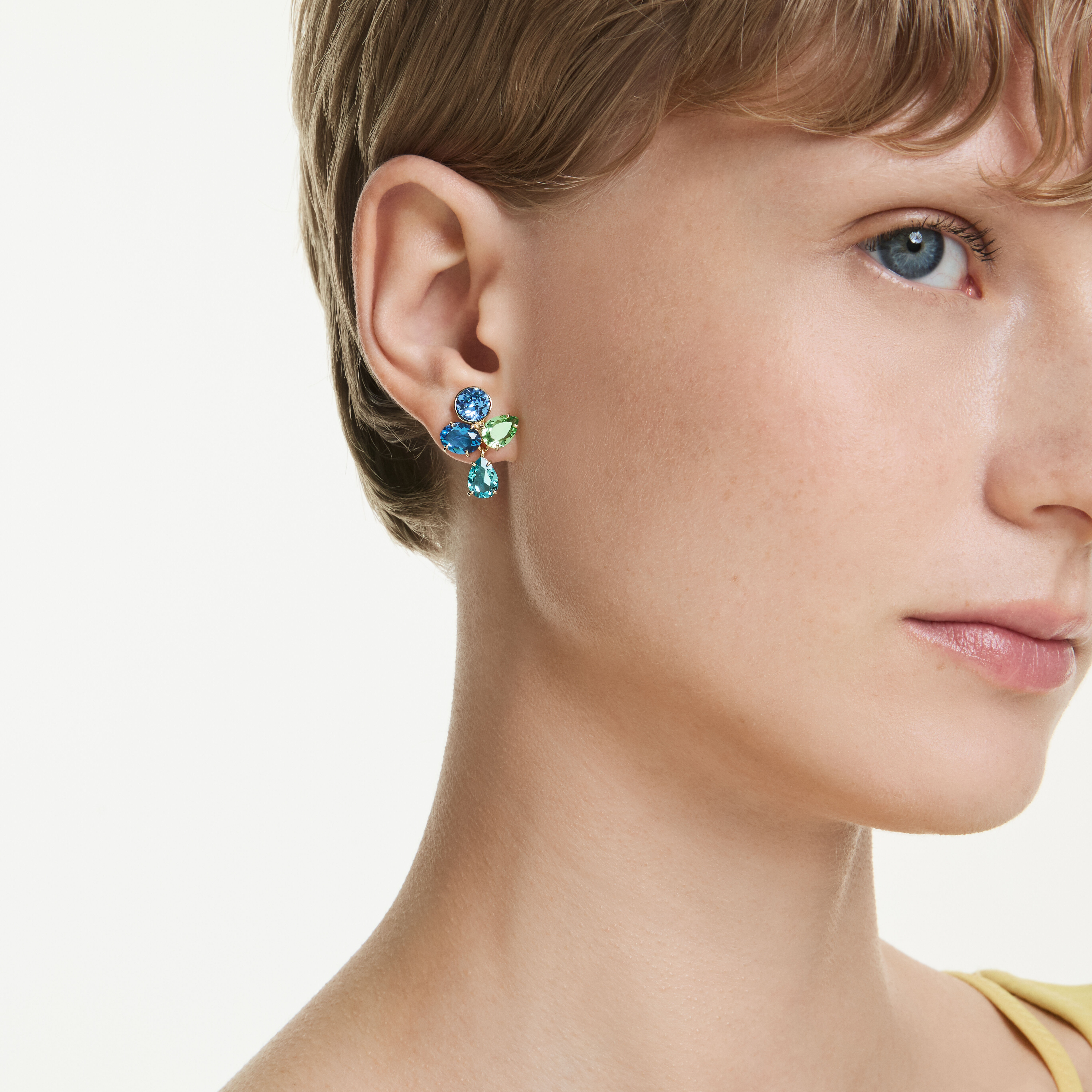 swarovski أقراط gema، قطع متنوع، ألوان متعددة، طلاء باللون الذهبي