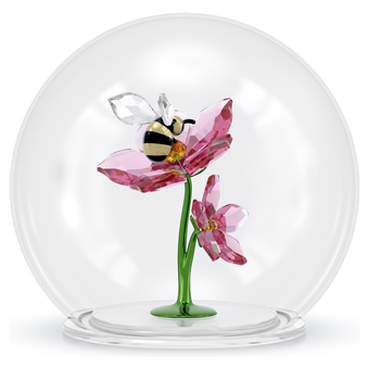 swarovski قطعة زينة كرة زجاجية بها نحلة وزهور، مجموعة idyllia