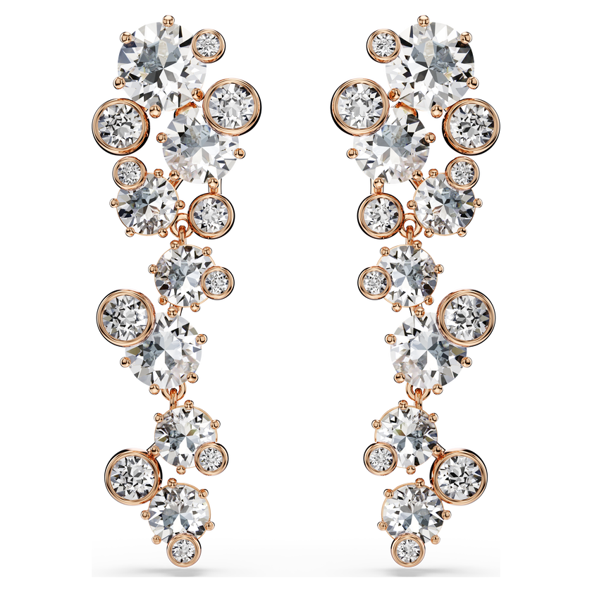 swarovski أقراط constella، قطع مُستدير، لون أبيض، لمسة نهائية من الذهب الوردي عيار 18 قيراط