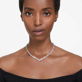 عقد Mesmera، قطع متنوع، لون أبيض، طلاء روديوم swarovski عقد mesmera، قطع متنوع، لون أبيض، طلاء روديوم