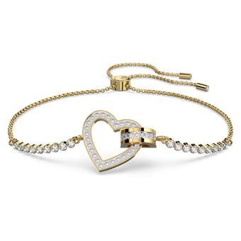 swarovski سوار lovely، شكل قلب، لون أبيض، لمسة نهائية من الذهب عيار 18 قيراط