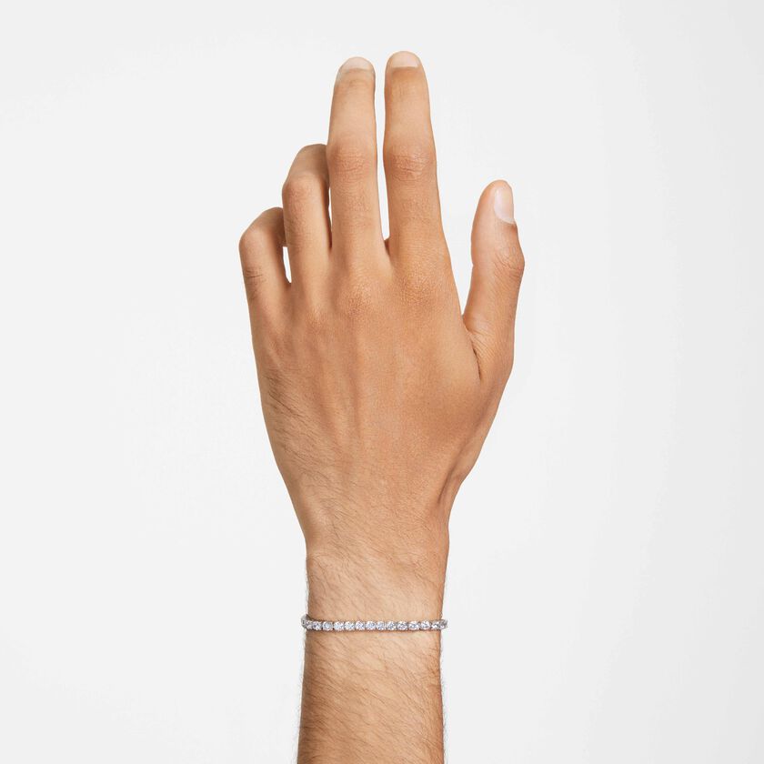 swarovski سوار matrix tennis، قطع مُستدير، لون أبيض، طلاء روديوم