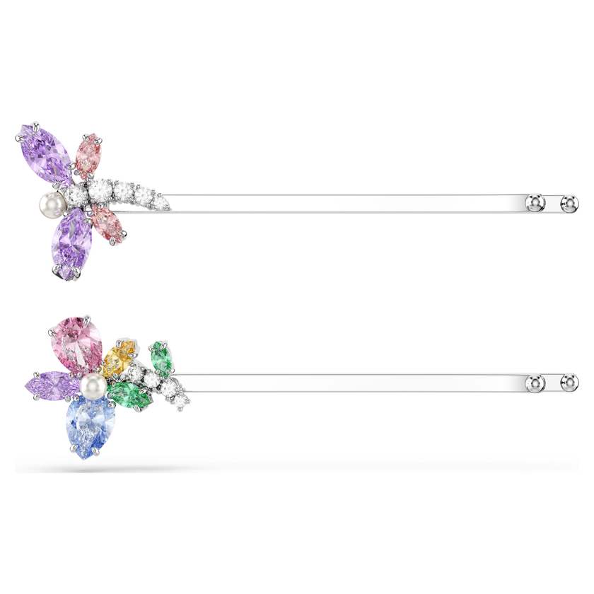 دبوس شعر ariana grande x swarovski، قطع متنوع، شكل يعسوب، شكل زهرة، ألوان متعددة، طلاء روديوم