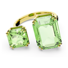 swarovski خاتم millenia كوكتيل، مزدان بكريستالات مثمنة، لون أخضر، طلاء باللون الذهبي