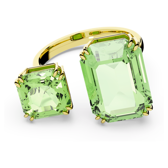 swarovski خاتم millenia كوكتيل، مزدان بكريستالات مثمنة، لون أخضر، طلاء باللون الذهبي