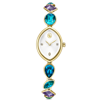 swarovski ساعة gema، سوار كريستال، لون ذهبي، لمسة نهائية باللون الذهبي