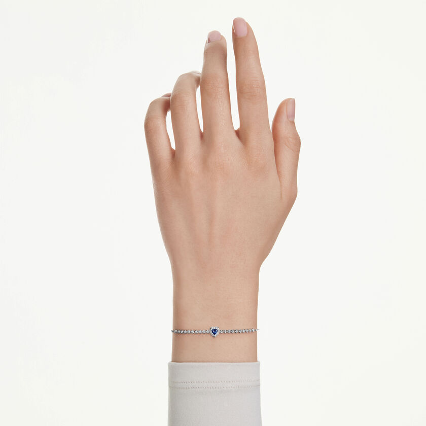 swarovski سوار one، قطع متنوع، شكل قلب، لون أزرق، طلاء روديوم
