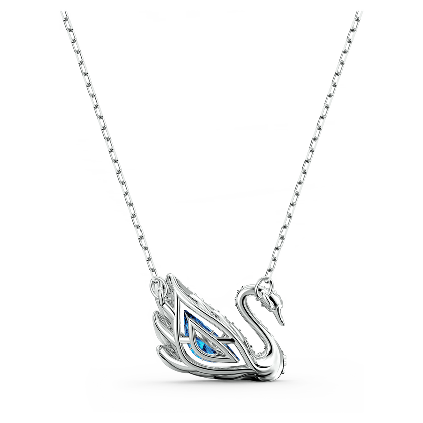 swarovski عقد swan، على شكل بجعة، لون أزرق، طلاء روديوم