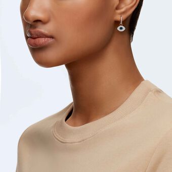 swarovski أقراط حلقية symbolica، على شكل عين، لون أزرق،  طلاء ذهبي وردي