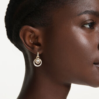 swarovski أقراط متدلية hyperbola، قطع مستدير، لون أبيض، طلاء باللون الذهبي