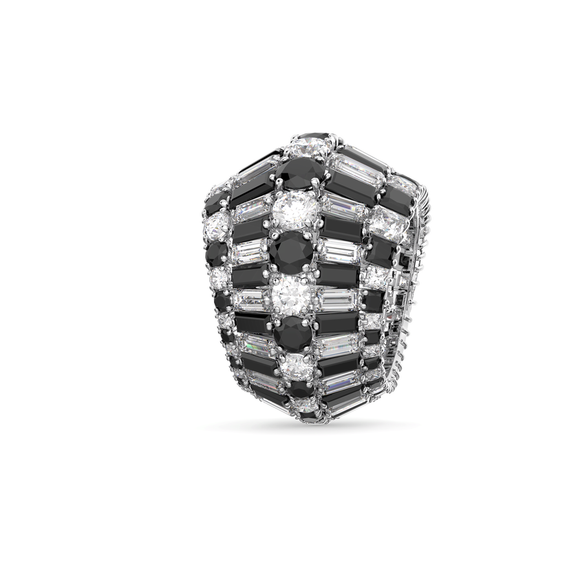 swarovski خاتم hyperbola، زركونيا سواروفسكي، لون أسود، طلاء روديوم