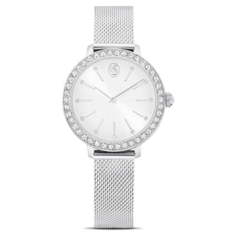 swarovski ساعة يد certa، صناعة سويسرية، سوار معدني، لون فضي، ستانلس ستيل