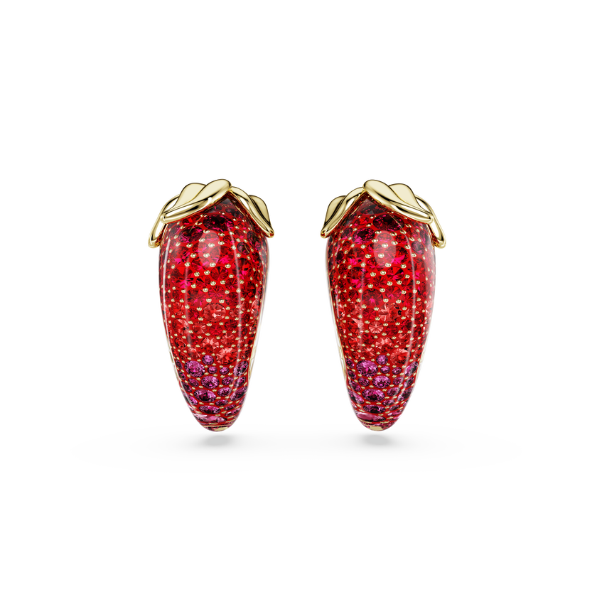 swarovski أقراط بمشبك idyllia، لون أحمر، طلاء باللون الذهبي