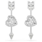 swarovski أقراط متدلية idyllia، قطع متنوع، شكل قلب وسهم، لون أبيض، طلاء روديوم