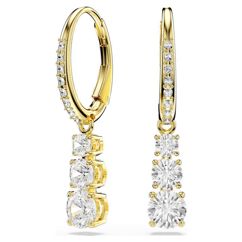swarovski أقراط حلقية stilla attract، قطع مستدير، لون أبيض، طلاء باللون الذهبي