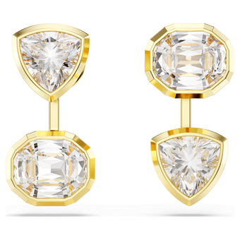 swarovski أقراط بحلية خلفية imber، تصميم غير متماثل، قطع متنوع، لون أبيض، طلاء باللون الذهبي