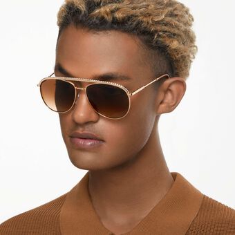 swarovski نظارة شمسية، شكل بايلوت، sk7005el، لون بني