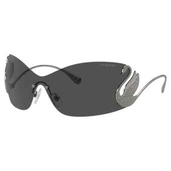 swarovski نظارة شمسية، شكل قناع، حلية على شكل بجعة، sk7020، لون رمادي