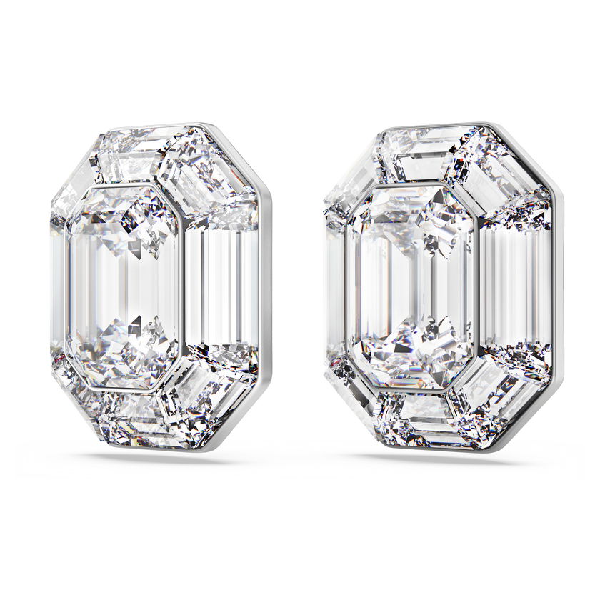 swarovski أقراط بمشبك lucent، قطع مثمن، لون أبيض