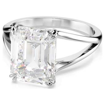 swarovski خاتم كوكتيل stilla، قطع مثمن، لون أبيض، طلاء روديوم