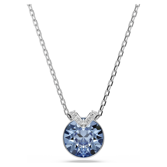 swarovski قلادة bella على شكل حرف v، قطع مُستدير، لون أزرق، طلاء روديوم