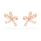 swarovski أقراط دبوسية hyperbola، على شكل قوس، حجم صغير، لون أبيض، طلاء بلون ذهبي وردي