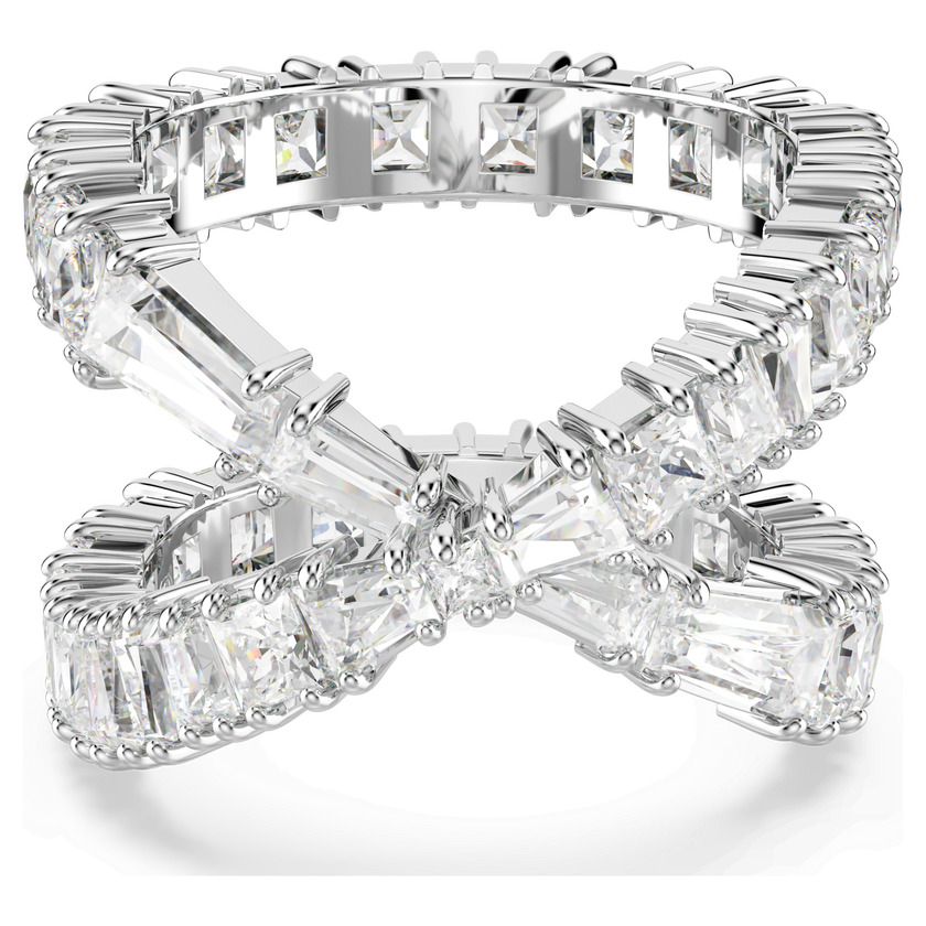 swarovski خاتم hyperbola، شكل إنفينيتي، لون أبيض، طلاء روديوم